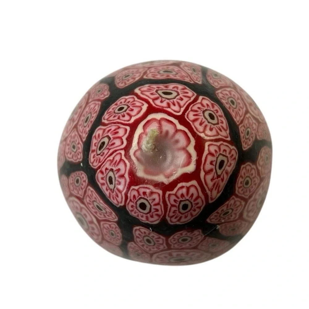 Vintage‎ Millefiori egg shaped candle pinkish red/black